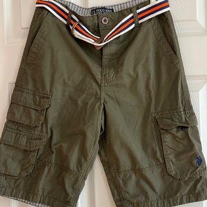 Dark green U.S. Polo Assn. shorts with belt